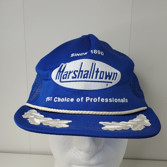 VTG 80s Marshalltown Construction Company Snapback Cap Mesh Trucker Hat Foam USA - Picture 2 of 9